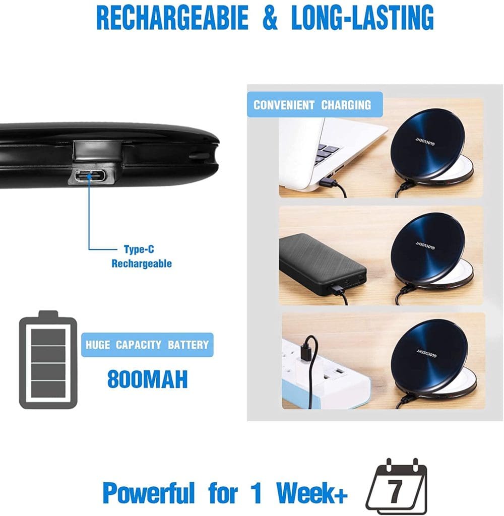 Glocusent Compact Makeup Mirror, 2Sided 1X/10X Magnification, LED