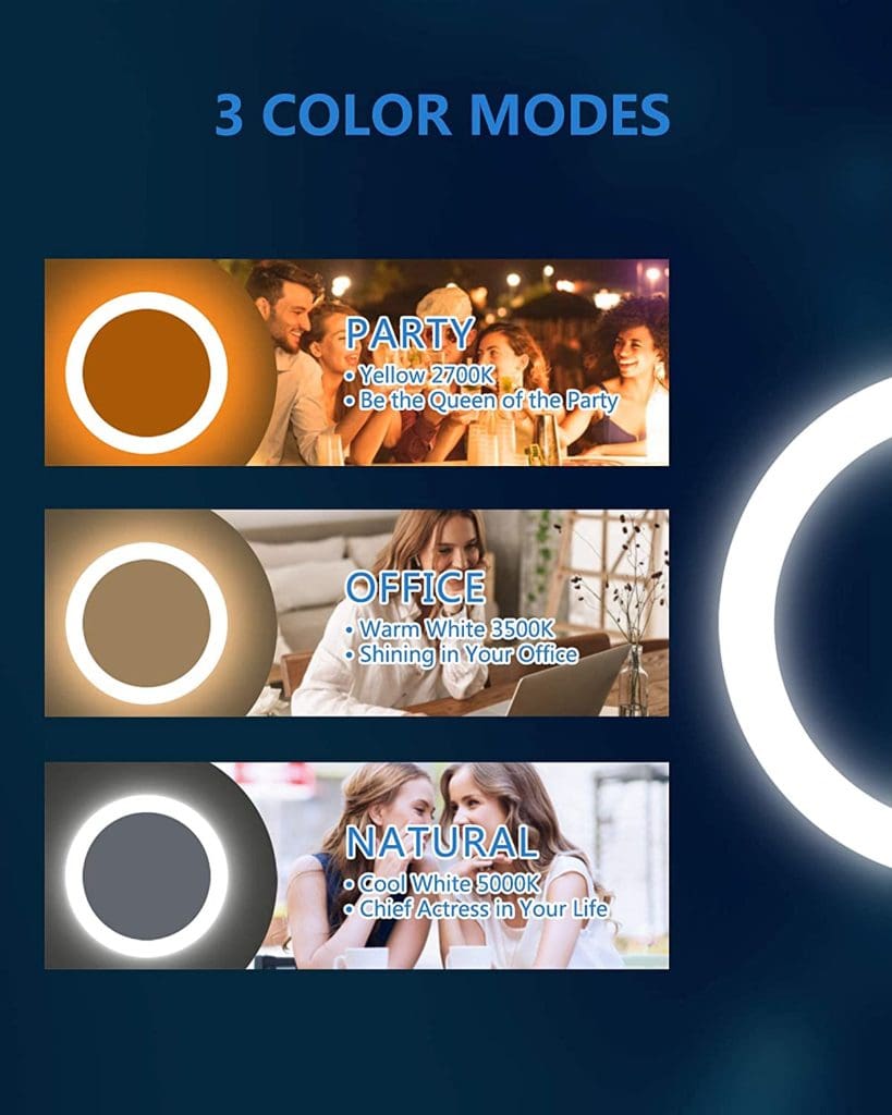 Glocusent Compact Makeup Mirror, 2Sided 1X/10X Magnification, LED