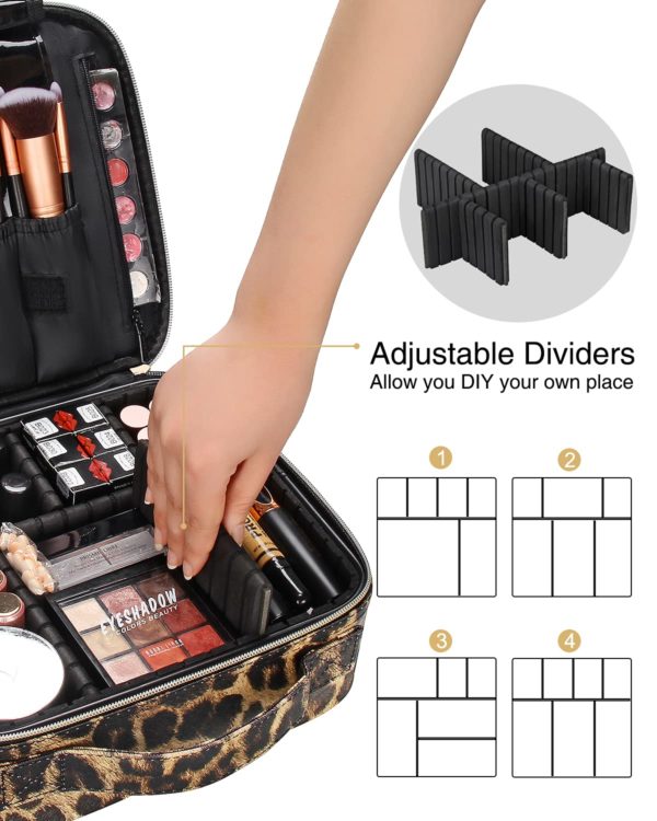 Relavel Travel Makeup Train Case Makeup Cosmetic Organizer Portable Artist Storage Adjustable for Cosmeti - Medrock Pharmacy