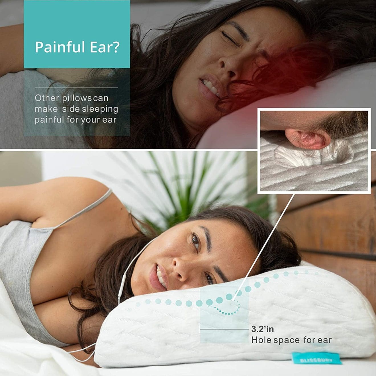 Ear Pillow With Ear Hole Ear Piercing Protection Side Sleeping Pillow - View #9