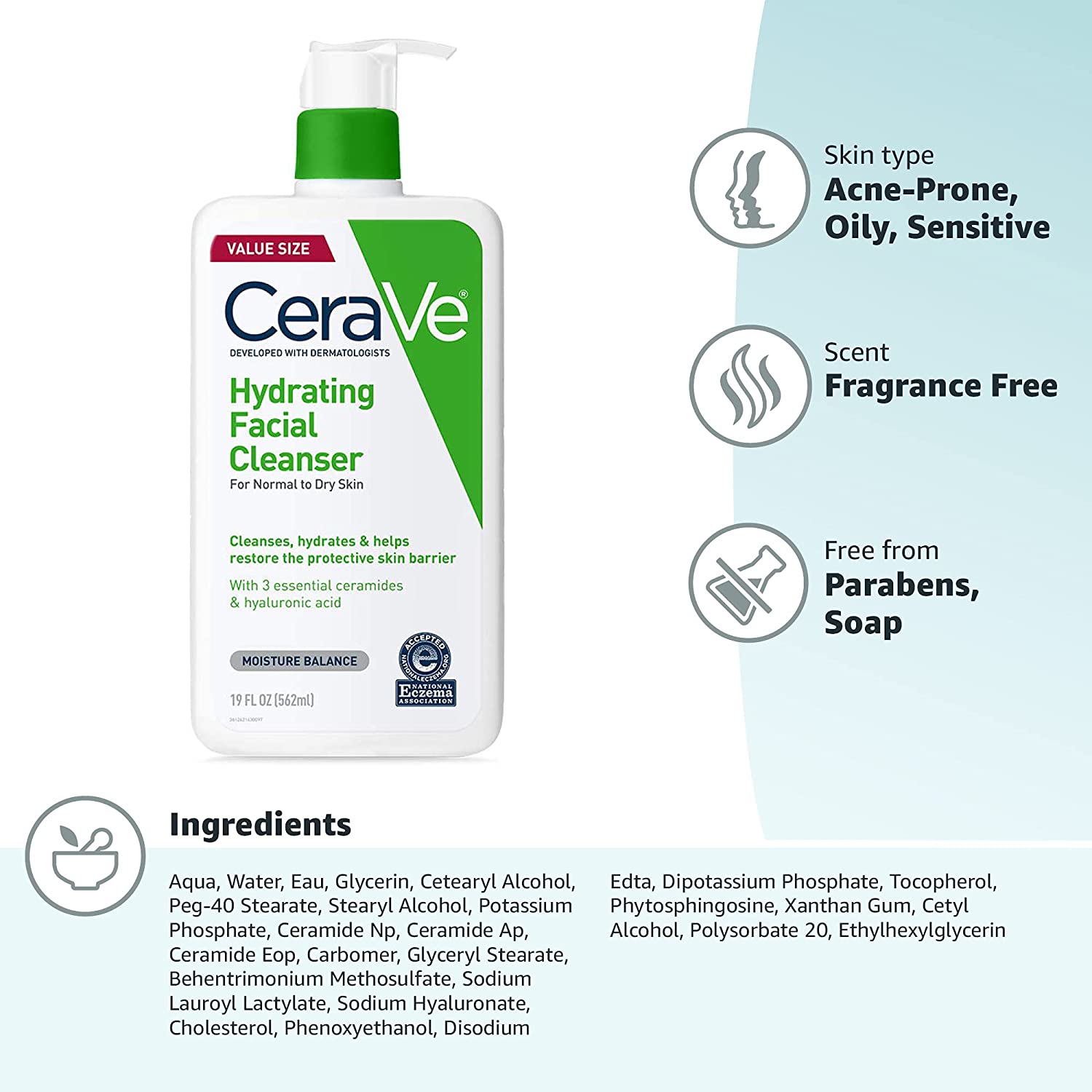 CeraVe Hydrating Facial Cleanser 16oz. - Medrock Pharmacy