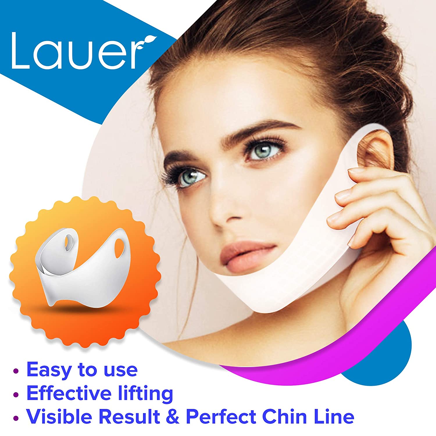 V Shaped Slimming Face Mask Chin Up Patch V Line Mask Lifting Up Face Mask  For Wrinkles, Tightening Firming Face-5Pack 
